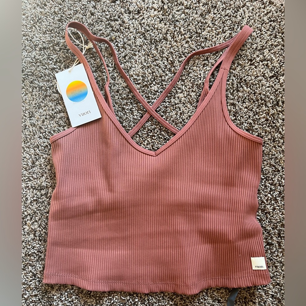 Vuori NWT Terracotta/Rosewood Ribbed Tank Medium